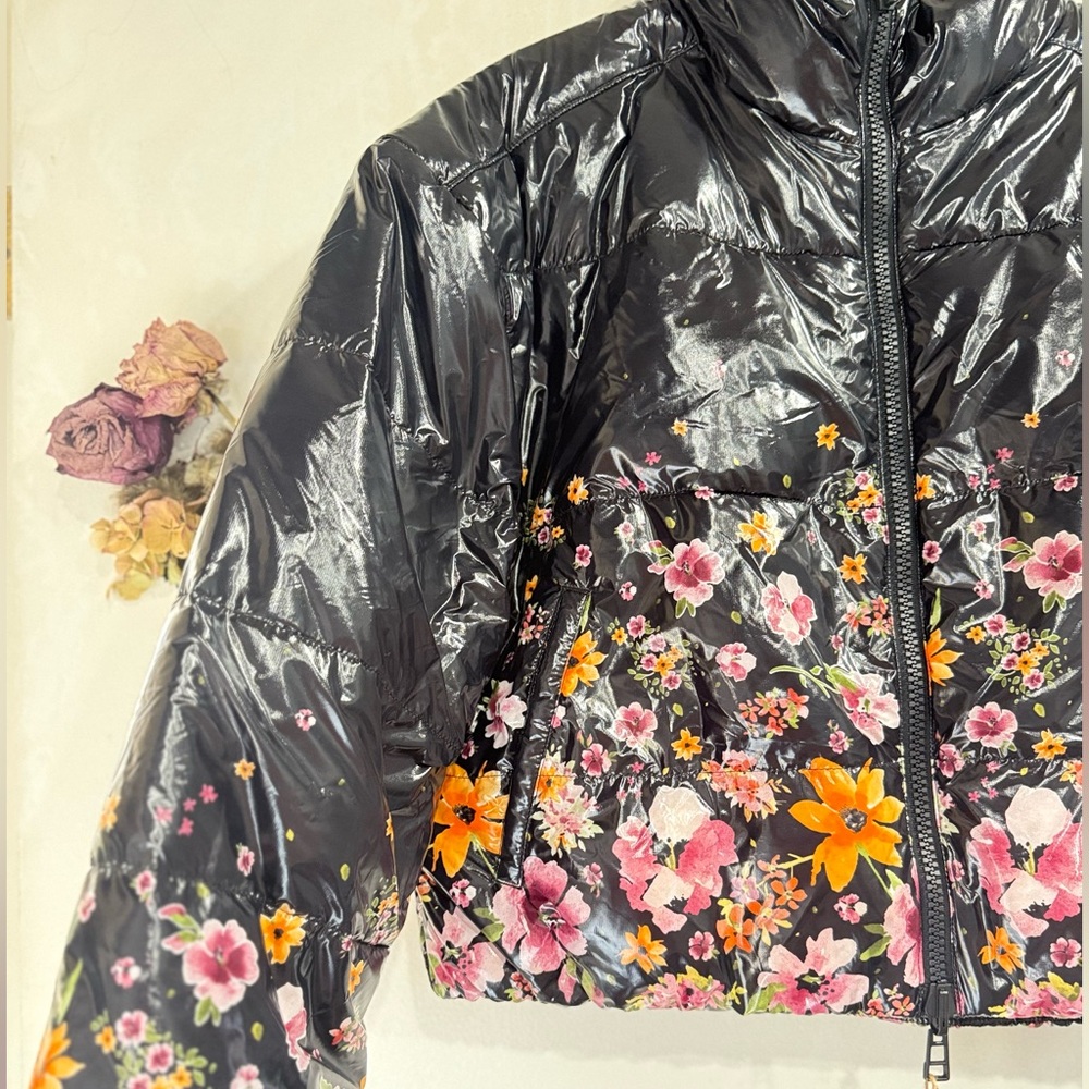 Floral Black Puffer Jacket